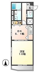 ノールルミエール黒川 1DKの間取図画像