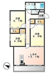 ペル・マアト 3LDKの間取図画像
