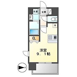 プレサンス金山グリーンパークス ワンルームの間取図画像