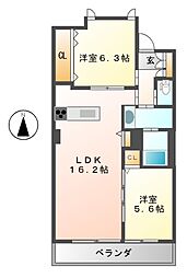 白壁リンクス 2LDKの間取図画像