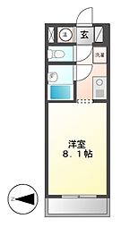 第7フクマルビル 1Kの間取図画像