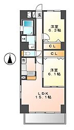 グローリア 2LDKの間取図画像