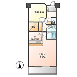 ソーラスフロント富船北棟 1LDKの間取図画像