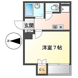 パレ千郷 1Kの間取図画像