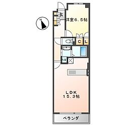 パークアクシス白壁 1LDKの間取図画像