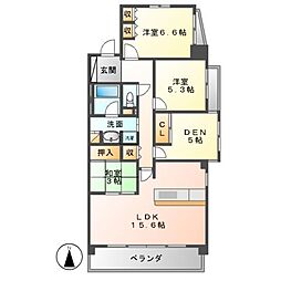 レジディア徳川 3LDKの間取図画像
