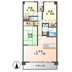 パークホームズ覚王山サウス 3LDKの間取図画像