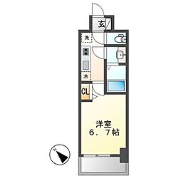 アステリ鶴舞エーナ 1Kの間取図画像