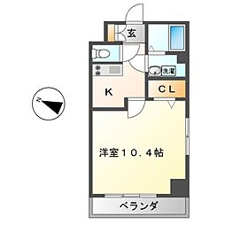 サクシードMt.1金山 1Kの間取図画像