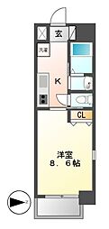 セレニティー名駅 1Kの間取図画像