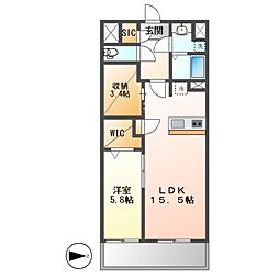 JMF-Residence名駅南 1SLDKの間取図画像