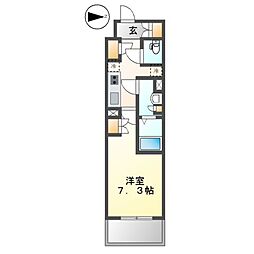 ラフィシア上前津 1Kの間取図画像