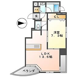 プロシード金山2 1LDKの間取図画像