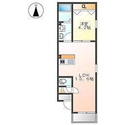 ビーシー大金 1LDKの間取図画像