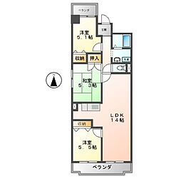 ユーハウス鶴舞2 3LDKの間取図画像
