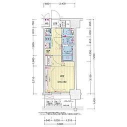 プレリス浅間町フォルテラ 1Kの間取図画像