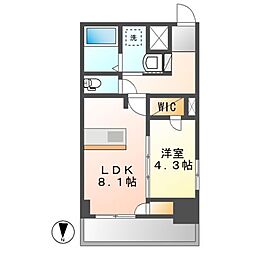 プレサンスロジェ丸の内CENTRALCASA 1LDKの間取図画像