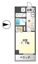 ベルヴィブレ新栄 1Kの間取図画像