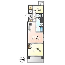 プレサンス丸の内フォート 2DKの間取図画像