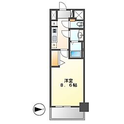 プレサンス大須観音ディオ 1Kの間取図画像