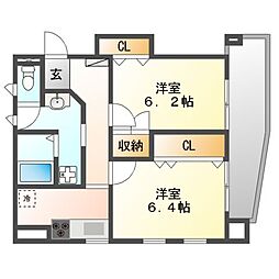 THERESIDENCEIMAIKENORTH 2Kの間取図画像