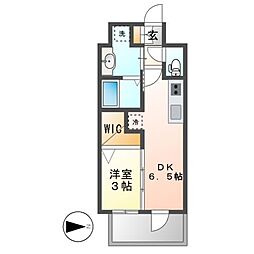 エステムコート名古屋鶴舞2レアーヴ 1DKの間取図画像
