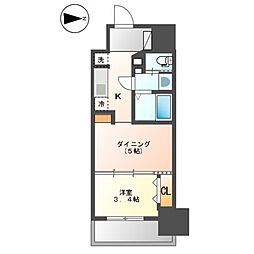 パークアクシス名古屋山王橋 1DKの間取図画像