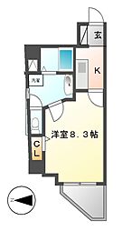 スカイコート葵 1Kの間取図画像