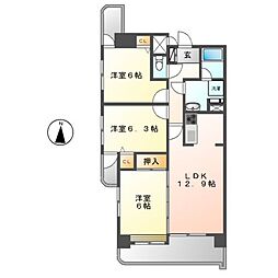 アピエス尾頭橋 3LDKの間取図画像
