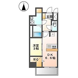 アーチレジデンス名駅北 1DKの間取図画像