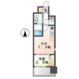 プレイズシード車道スクエア 1DKの間取図画像