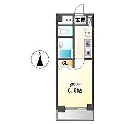レジデンスミズノ 1Kの間取図画像
