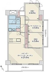 エバーグリーン江波山 2SLDKの間取図画像