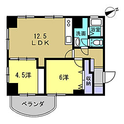 サンピアルネッサンス 2LDKの間取図画像