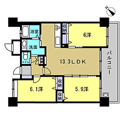 グランパル西原 3LDKの間取図画像