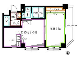 西武新宿線 新井薬師前駅 徒歩8分の賃貸マンション 4階1LDKの間取り