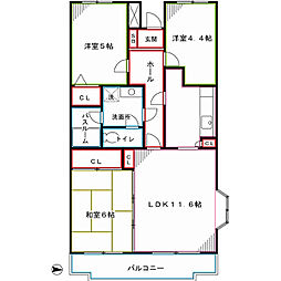 下井草ベルガーデン 3LDKの間取図画像