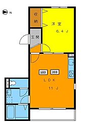 高円寺パレス 1LDKの間取図画像