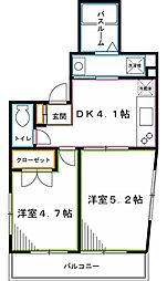 M'sCortASAGAYA 2DKの間取図画像