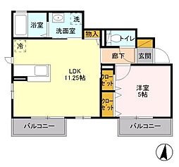 ディアコートSHINO3 1LDKの間取図画像