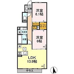 アヴァンス阿佐ヶ谷北 2LDKの間取図画像