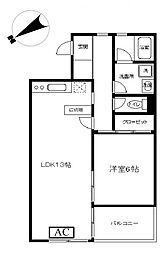 ピエタテール富士見 1LDKの間取図画像