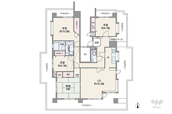 間取りは専有面...