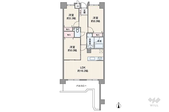 間取りは専有面...