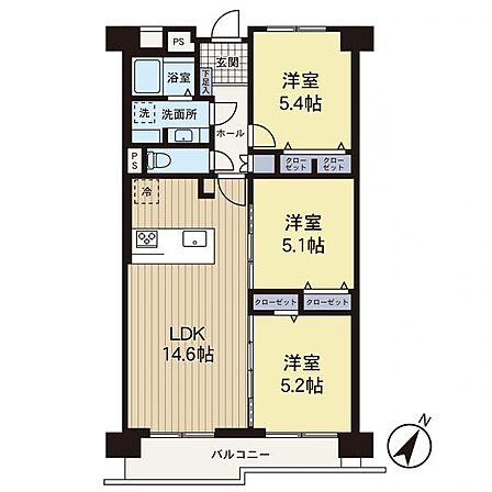 【間取り図】使い勝手の良い3LDK