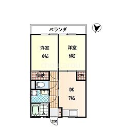 イーハトーブ川越 2DKの間取図画像