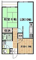 メゾンサニーベール 2LDKの間取図画像