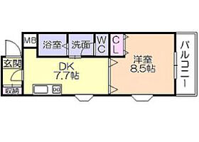 メディアハウスキャビン 108号 ｜ 福岡県久留米市宮ノ陣2丁目1-12（賃貸アパート1DK・1階・40.00㎡） その2