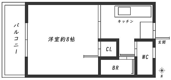 第2サンシャインビル 205号｜福岡県久留米市東町(賃貸マンション1K・2階・23.00㎡)の写真 その2