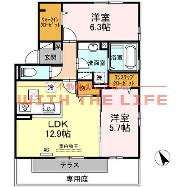 ルタンリッシュ 101号｜福岡県久留米市高良内町(賃貸アパート2LDK・1階・62.10㎡)の写真 その2